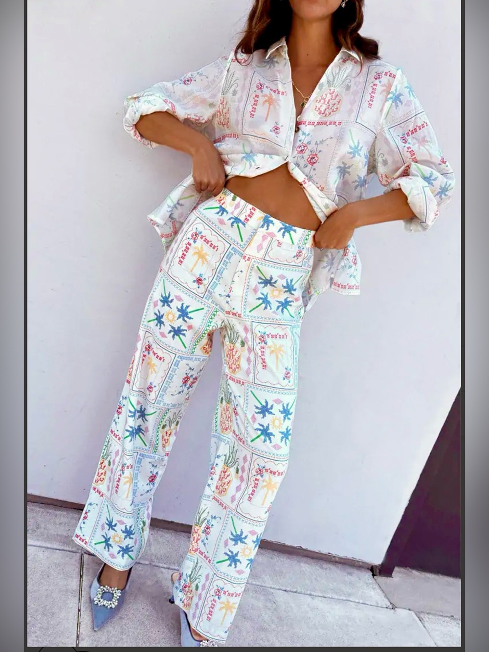 NEVER FULLY DRESSED White Island Marra Cross Stitch Trousers Pants (Farm Rio - Picture 2 of 12